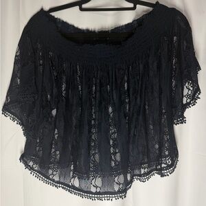 Abercrombie and Fitch Navy Lace Off-Shoulder Top